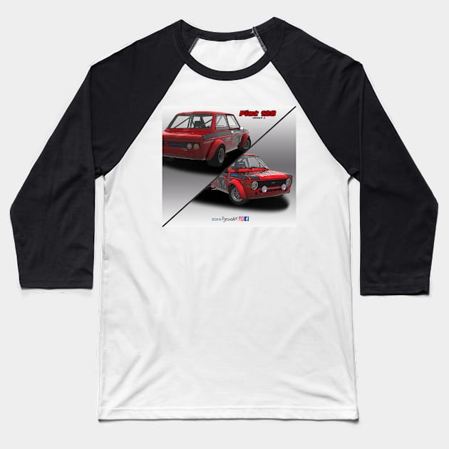 Fiat 128 Abarth Group 2 Baseball T-Shirt by PjesusArt